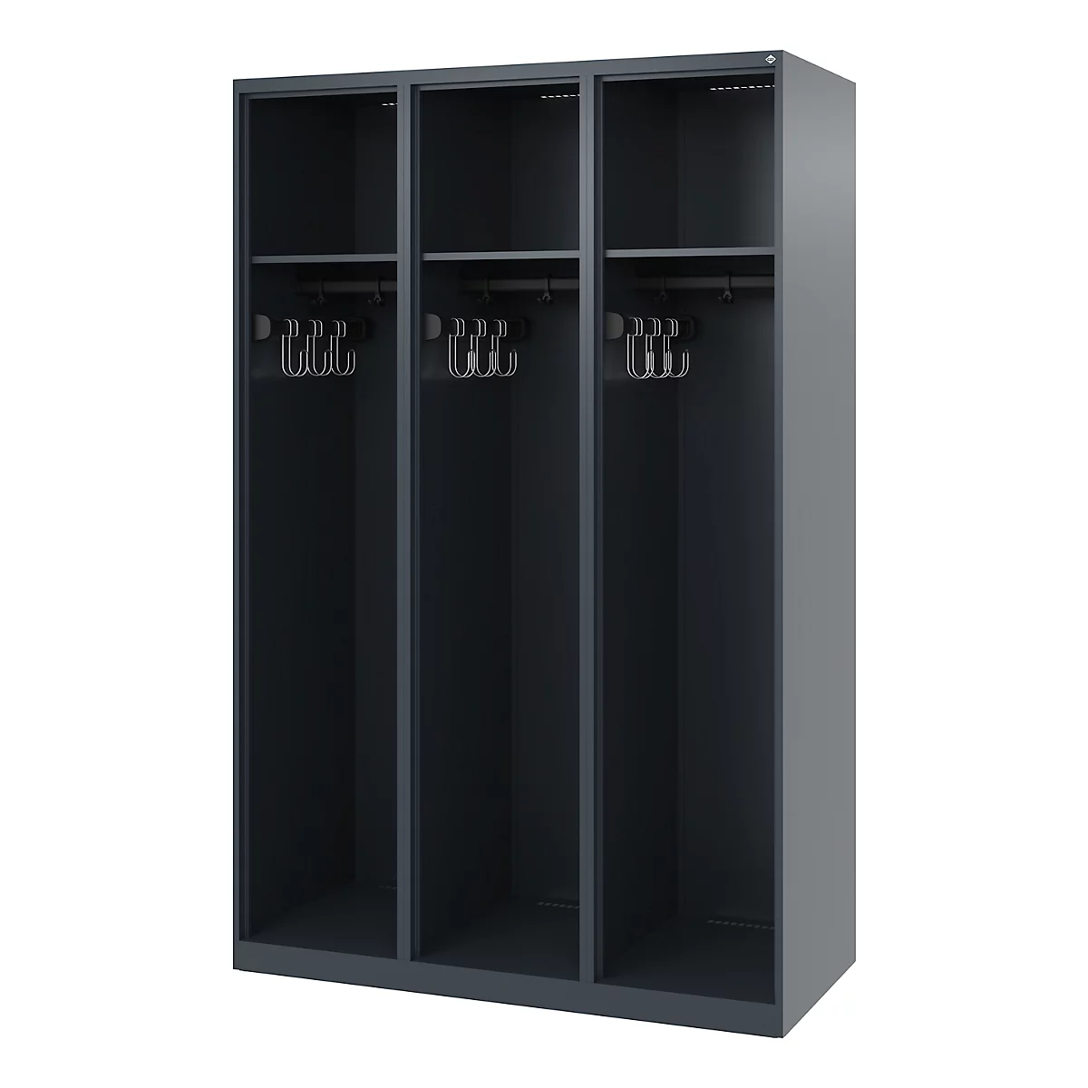 C+P brandweerkluis Evolo, model EXPERT, 3 vakken, B 1200 x D 500 x H 1850 mm, vloerglijders, antracietgrijs RAL 7016