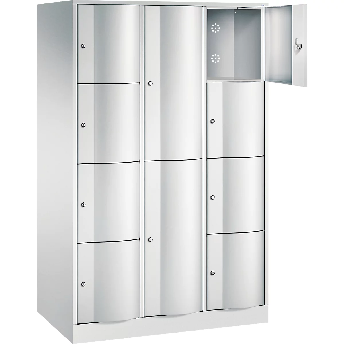 C+P combikast Resisto, 3 vakken, 10 vakken, B 1148 x D 640 x H 1950 mm, lichtgrijs/lichtblauw