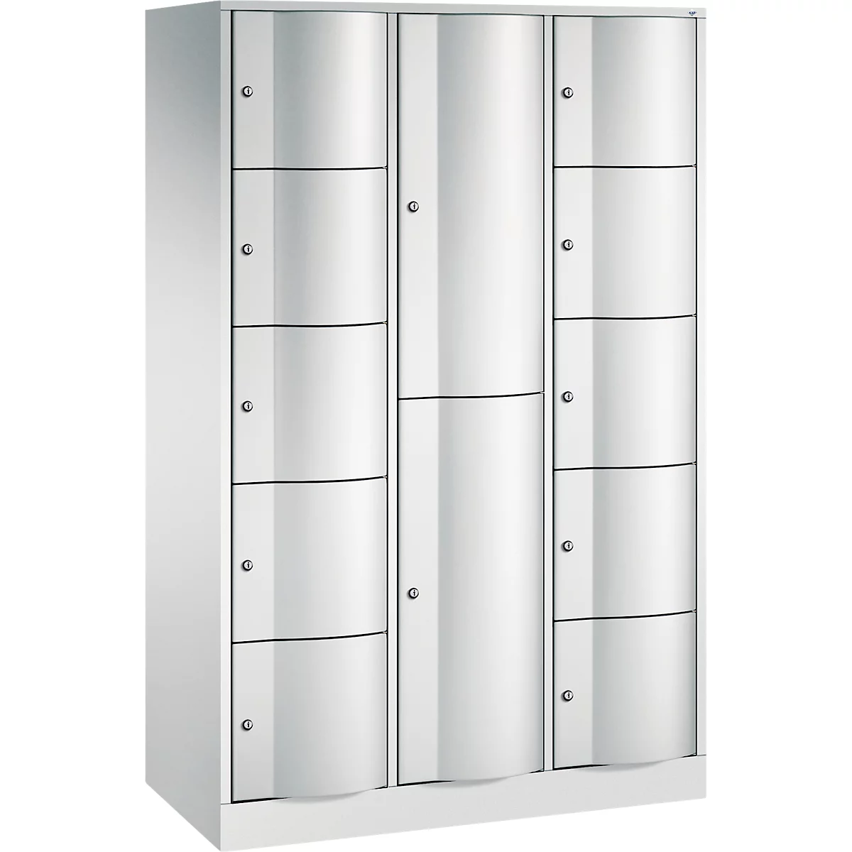 C+P combikast Resisto, 3 vakken, 12 vakken, B 1148 x D 540 x H 1950 mm, lichtgrijs/kleedgroen