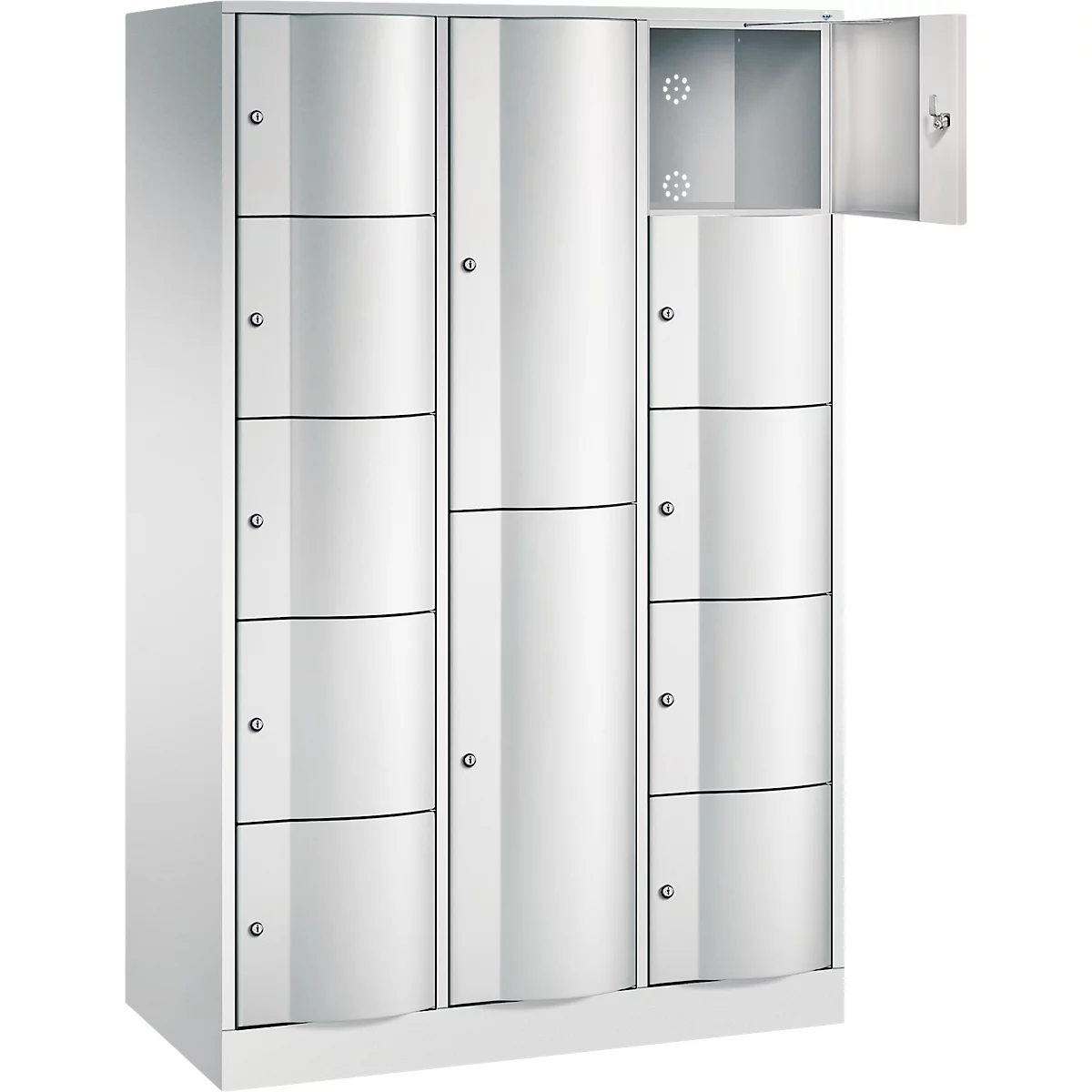 C+P combikast Resisto, 3 vakken, 12 vakken, B 1148 x D 540 x H 1950 mm, lichtgrijs/kleedgroen