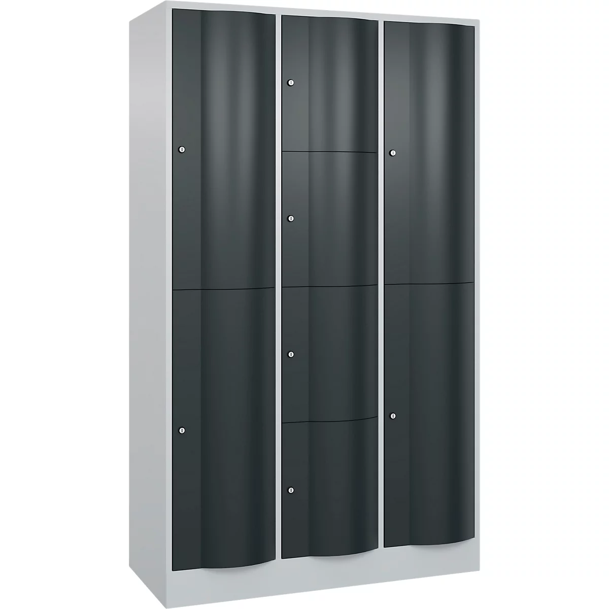 C+P combikast Resisto, 3 vakken, 8 vakken, B 1148 x D 540 x H 1950 mm, lichtgrijs/antracietgrijs