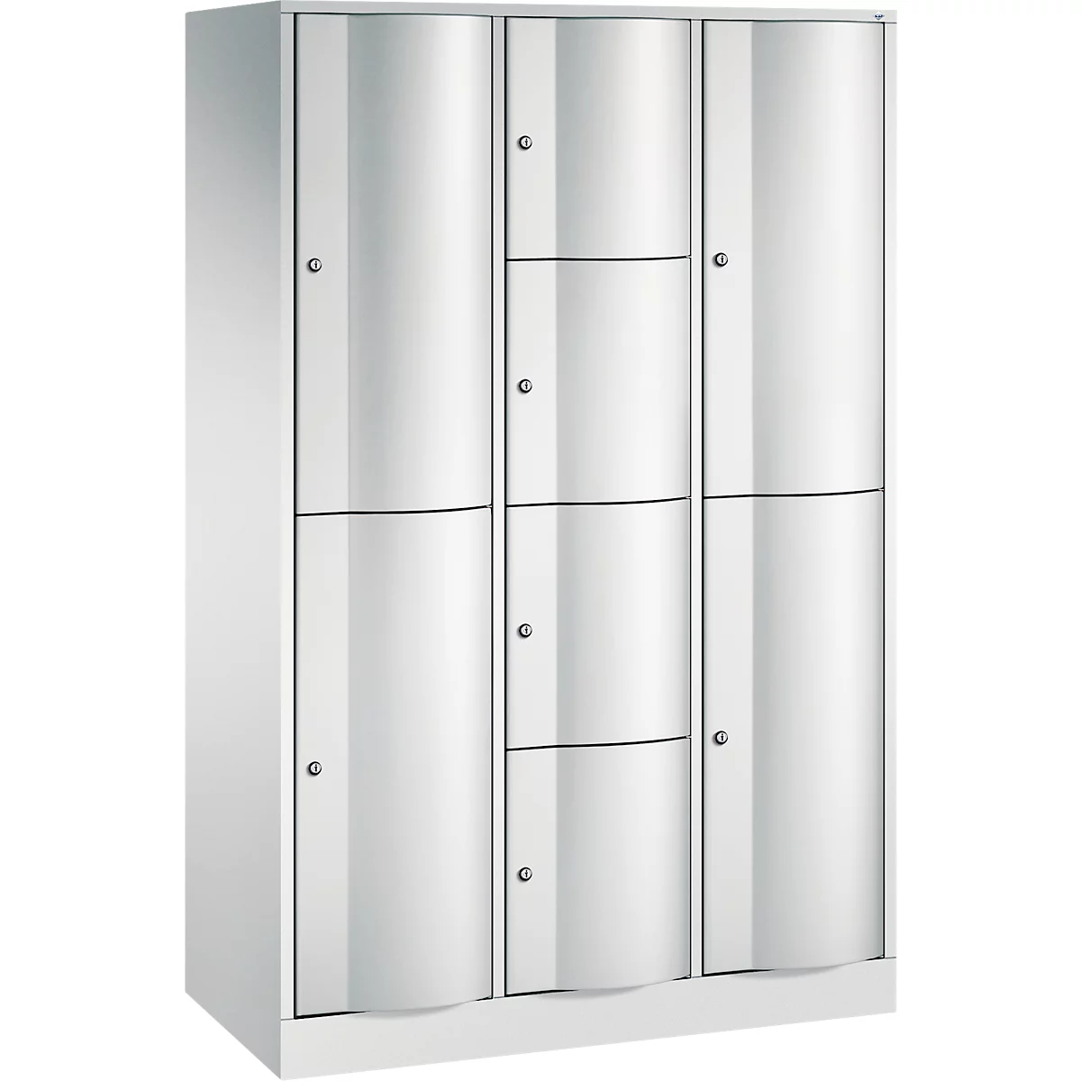 C+P combikast Resisto, 3 vakken, 8 vakken, B 1148 x D 540 x H 1950 mm, lichtgrijs