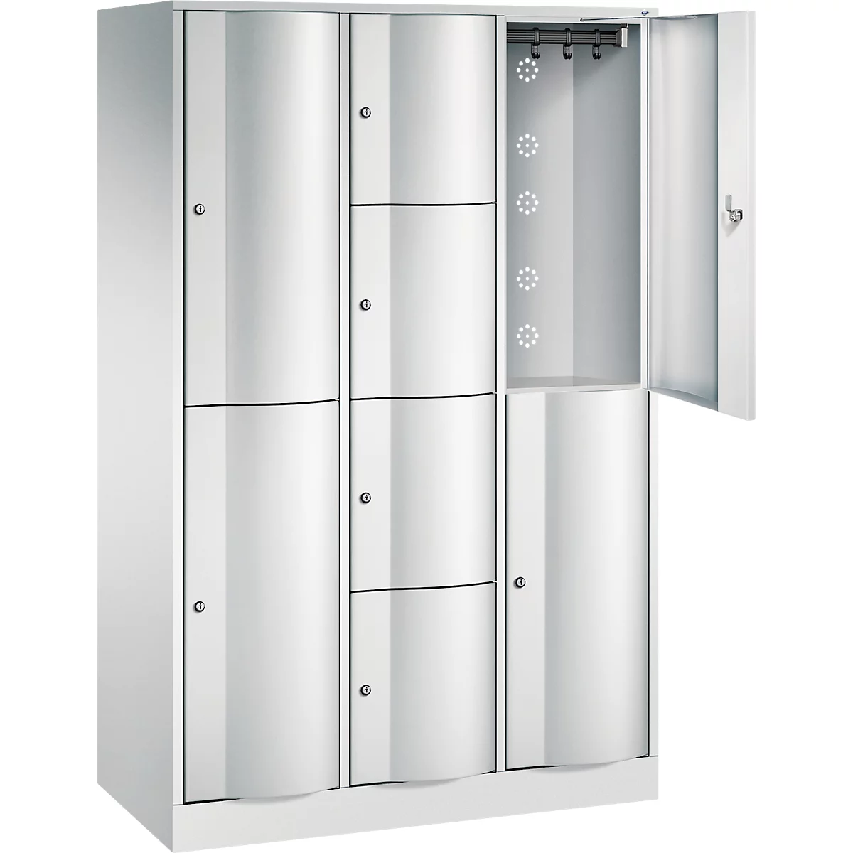 C+P combikast Resisto, 3 vakken, 8 vakken, B 1148 x D 540 x H 1950 mm, lichtgrijs