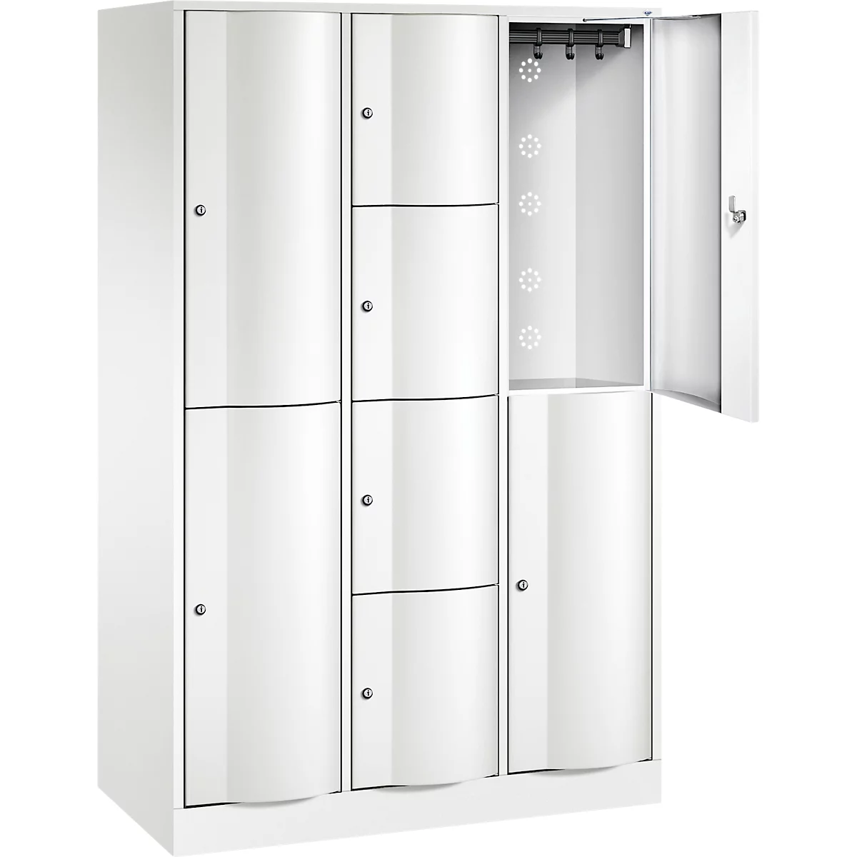 C+P combikast Resisto, 3 vakken, 8 vakken, B 1148 x D 540 x H 1950 mm, verkeerswit