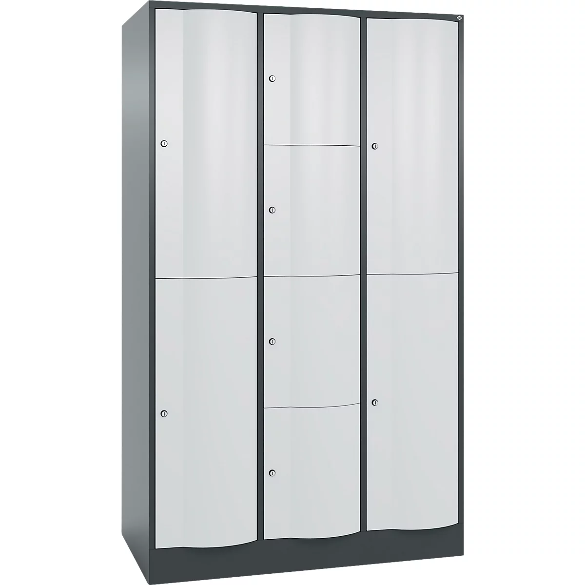 C+P combikast Resisto, 3 vakken, 8 vakken, B 1148 x D 640 x H 1950 mm, antracietgrijs/lichtgrijs