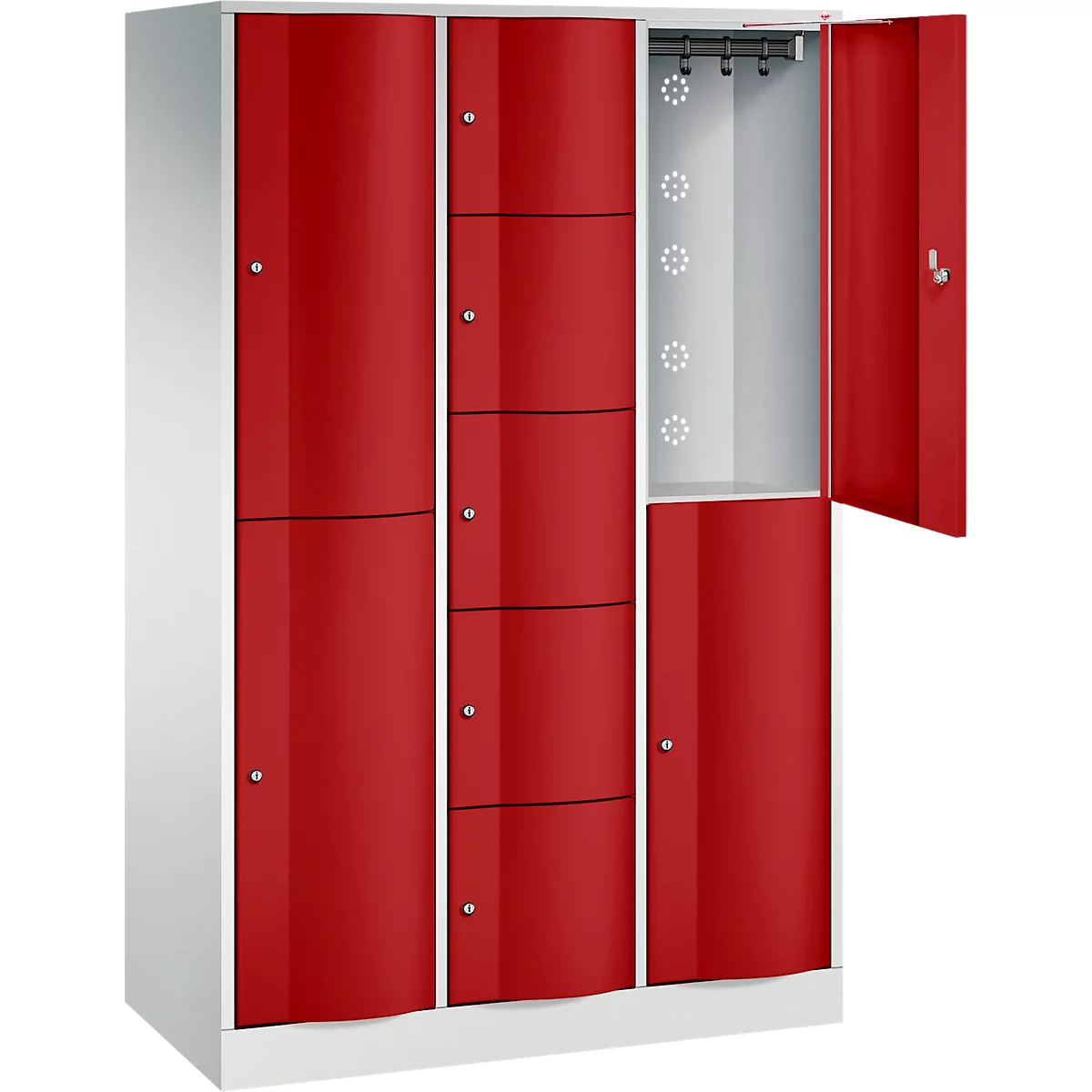 C+P combikast Resisto, 3 vakken, 9 vakken, B 1148 x D 540 x H 1950 mm, lichtgrijs/gentiaanblauw