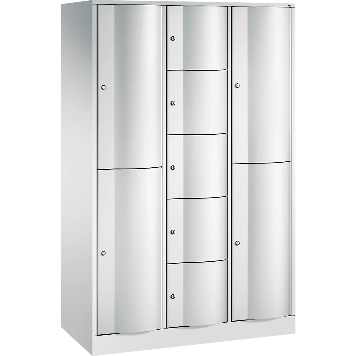 C+P combikast Resisto, 3 vakken, 9 vakken, B 1148 x D 540 x H 1950 mm, lichtgrijs/kleedgroen