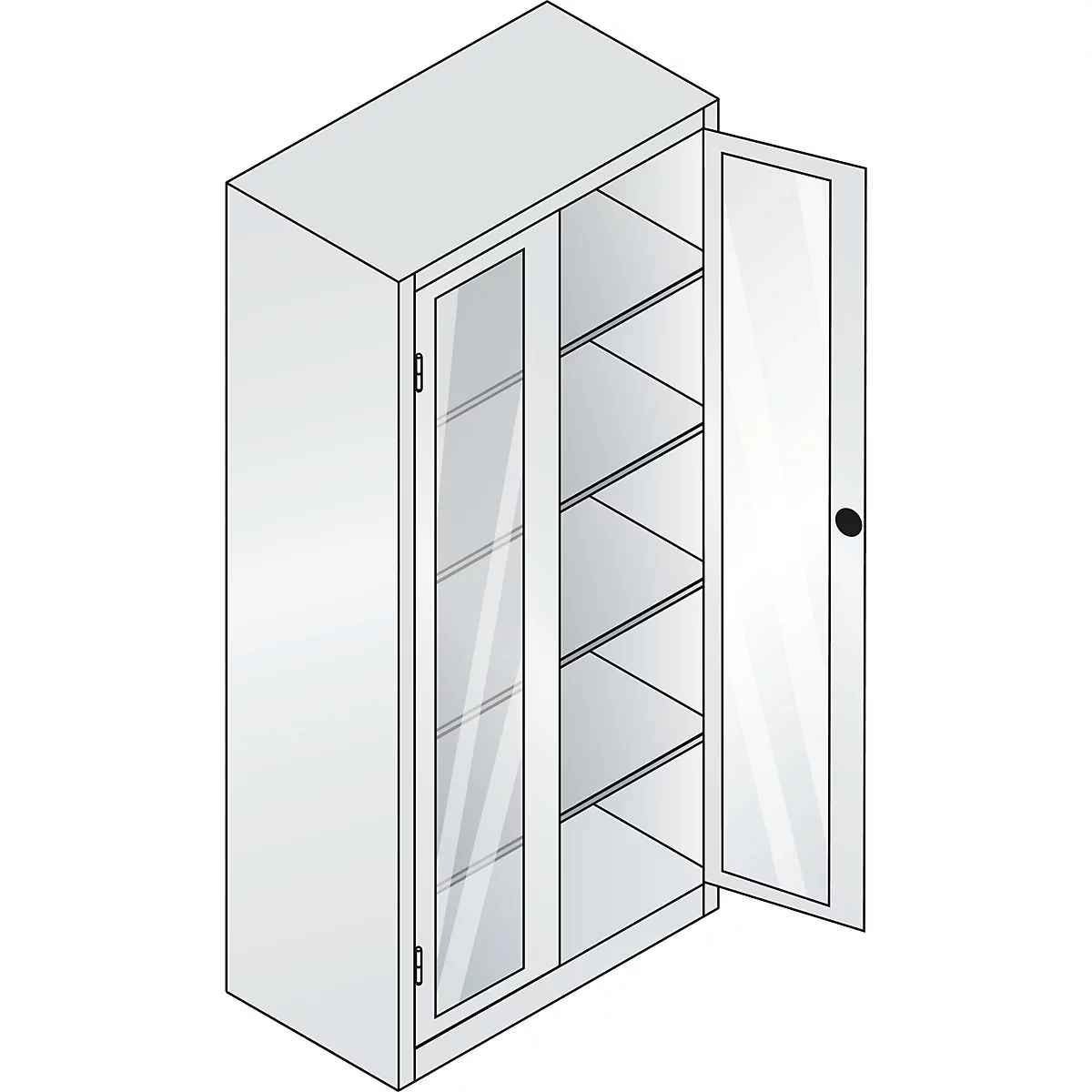 C+P Comfort acculaadkast met acrylglas doorkijkvenster, H 1950 x B 930 x D 500 mm, lichtgrijs/ gentiaanblauw