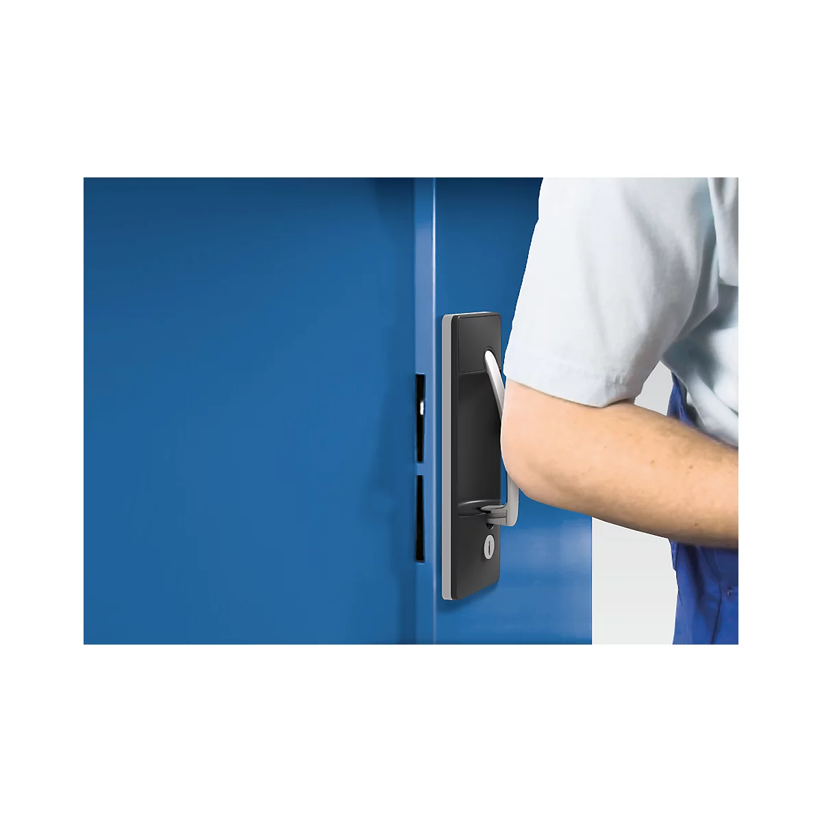 C+P Comfort acculaadkast met acrylglas doorkijkvenster, H 1950 x B 930 x D 500 mm, lichtgrijs/ruinrood