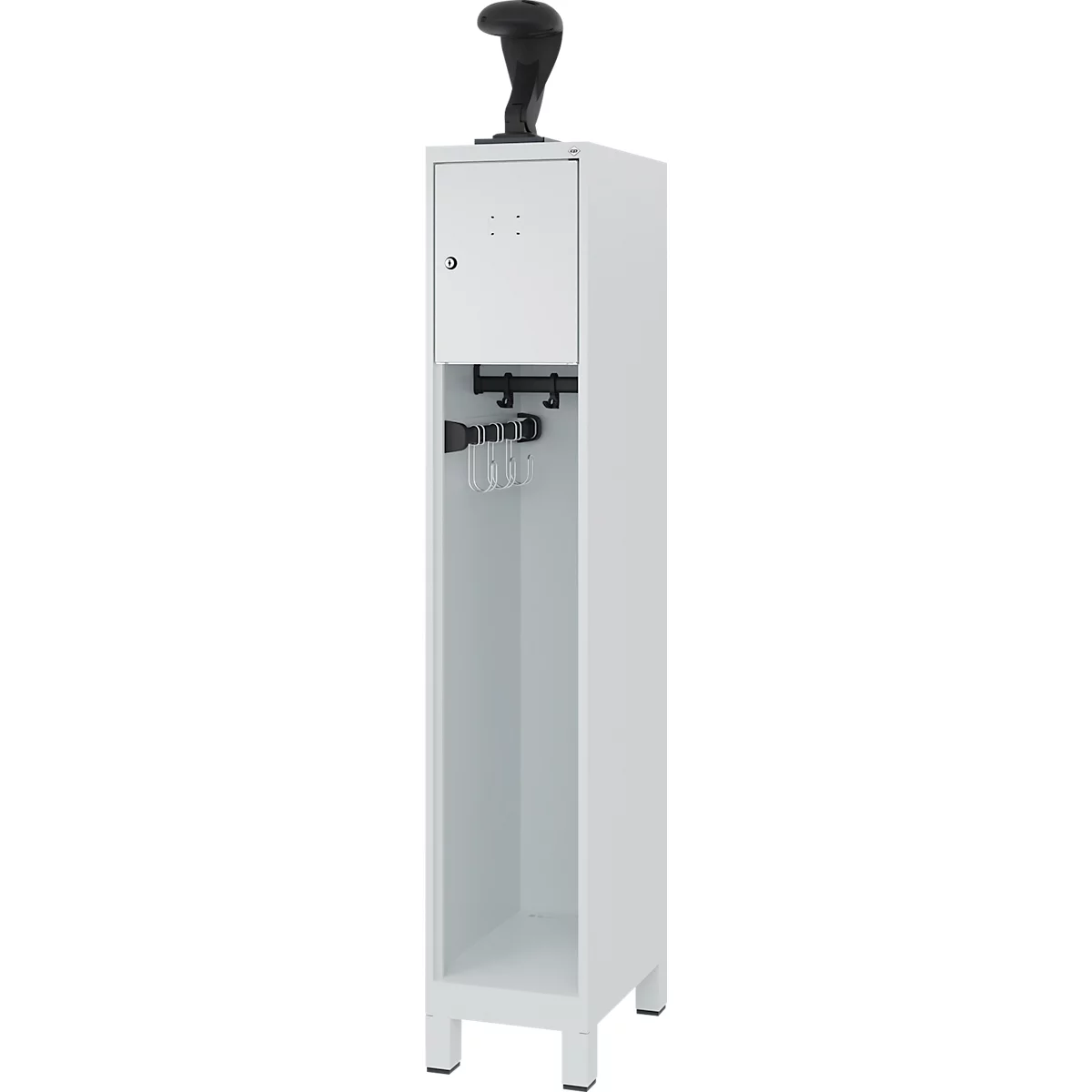 C+P Evolo brandweerkast, model YOUNGSTER, 1 compartiment, H 1630 x B 300 x D 500 mm, poten, lichtgrijs RAL 7035