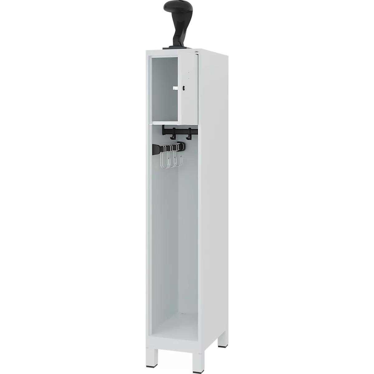C+P Evolo brandweerkast, model YOUNGSTER, 1 compartiment, H 1630 x B 300 x D 500 mm, poten, lichtgrijs RAL 7035