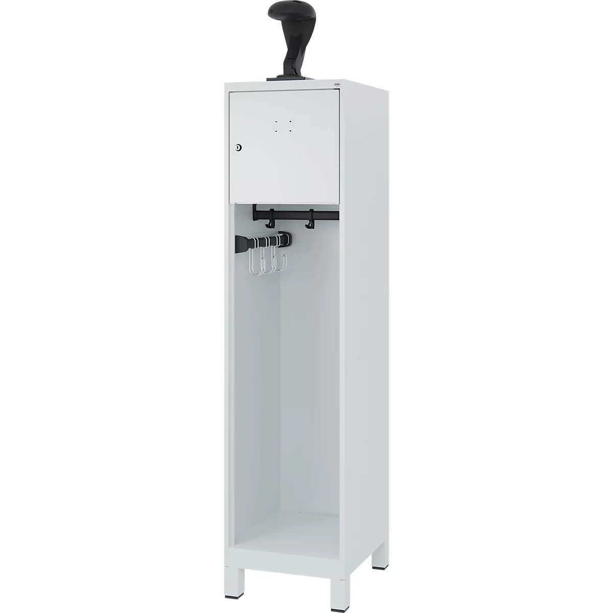 C+P Evolo brandweerkast, model YOUNGSTER, 1 compartiment, H 1630 x B 400 x D 500 mm, poten, lichtgrijs RAL 7035