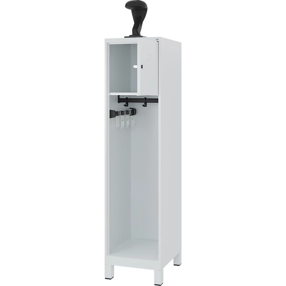 C+P Evolo brandweerkast, model YOUNGSTER, 1 compartiment, H 1630 x B 400 x D 500 mm, poten, lichtgrijs RAL 7035