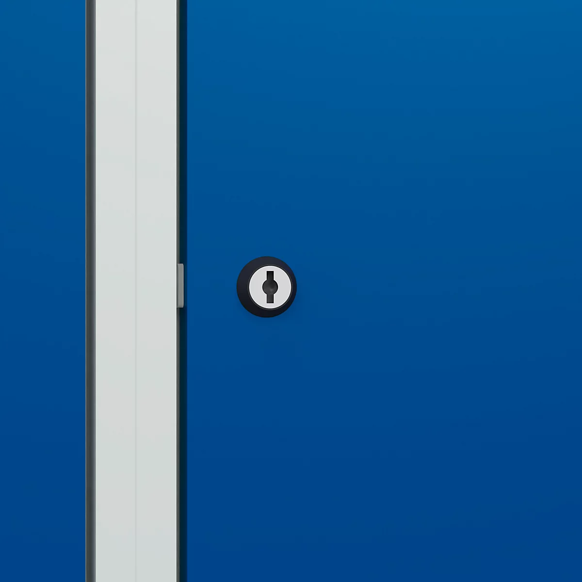 C+P Evolo Plus garderobekast, 3 vakken, rechts scharnierend, cilinderslot, B 900 x D 500 x H 1850 mm, lichtgrijs/enziaans blauw