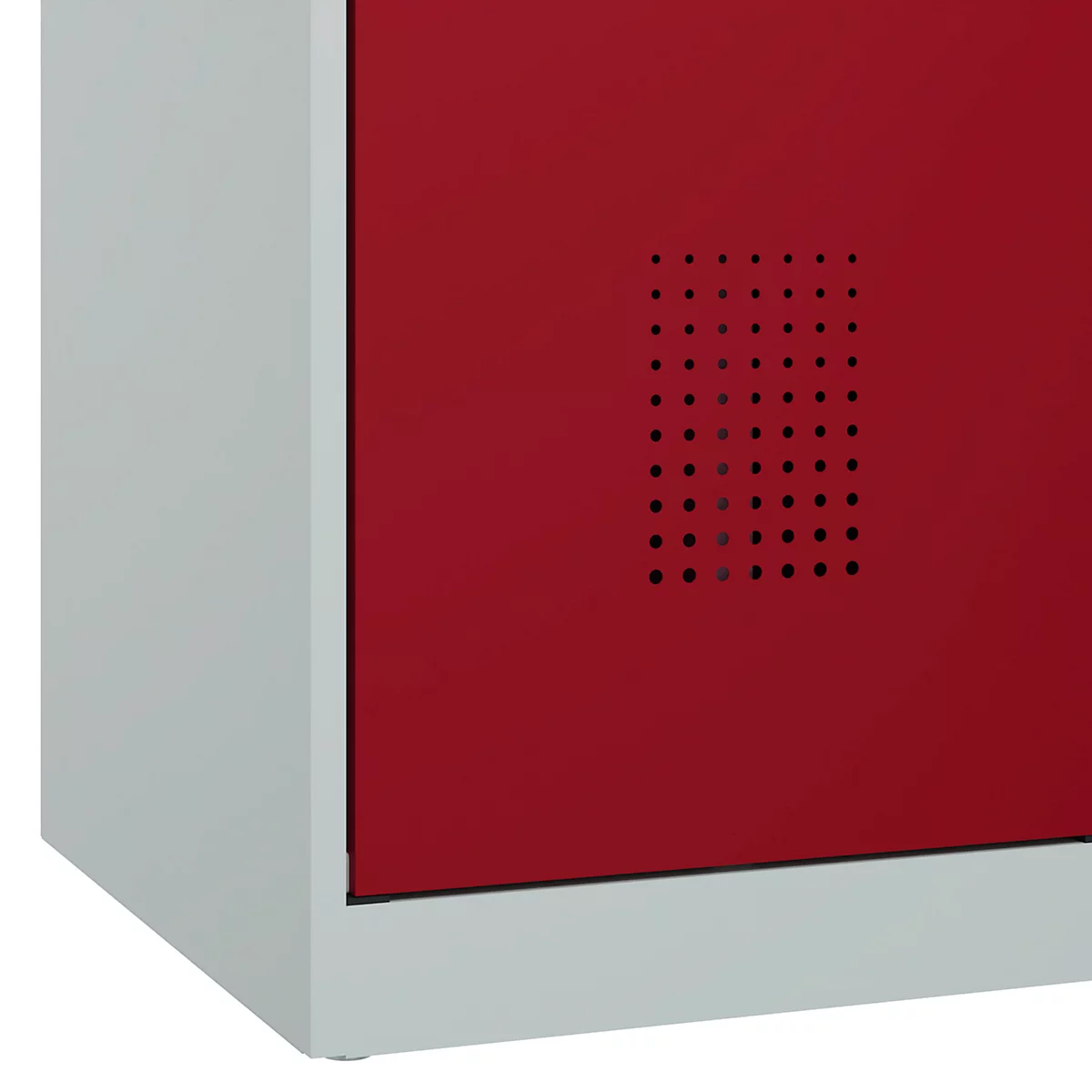 C+P Evolo Plus kledingkast, 3 vakken, 400 mm breed, cilinderslot, soft-close, B 1.200 x D 500 x H 1.850 m, lichtgrijs/ruy rood