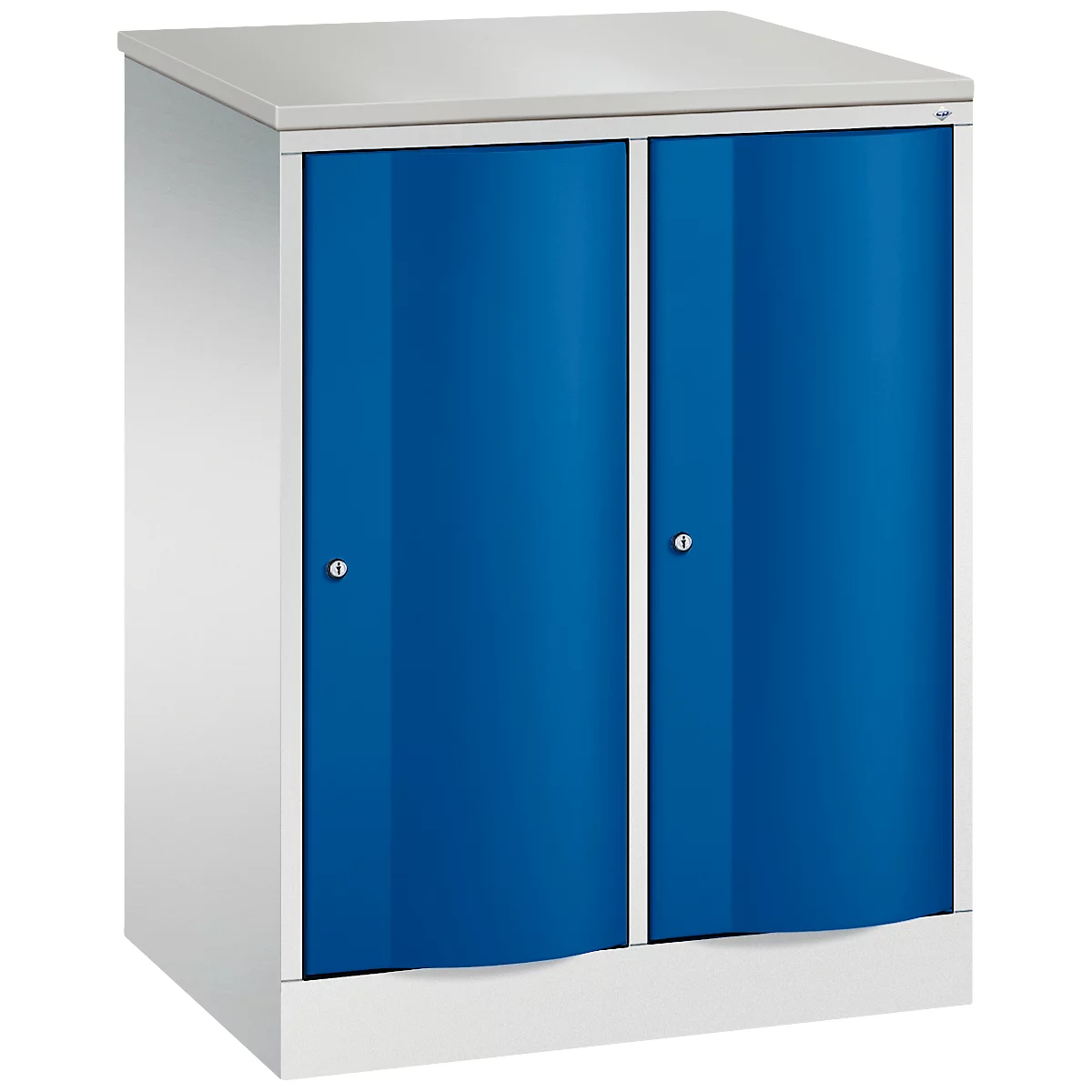 C+P Garderobekast Resisto, 2 vakken, 2 legborden, B 772 x D 540 x H 1077 mm, lichtgrijs/gentiaanblauw