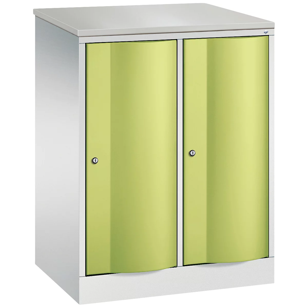C+P Garderobekast Resisto, 2 vakken, 2 legborden, B 772 x D 540 x H 1077 mm, lichtgrijs/kleedgroen