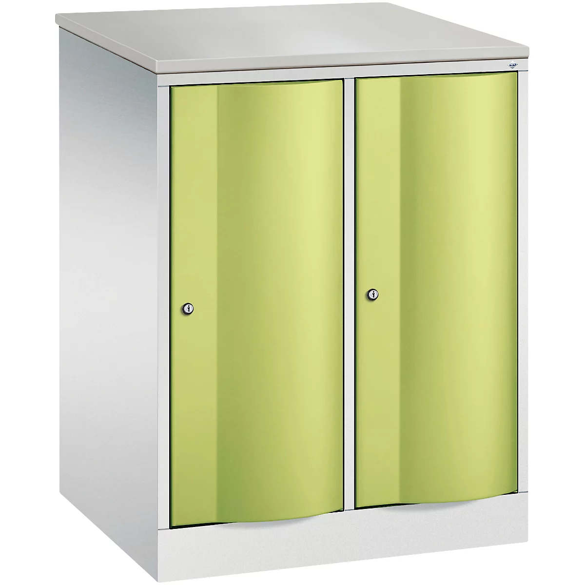 C+P Garderobekast Resisto, 2 vakken, 2 legborden, B 772 x D 640 x H 1077 mm, lichtgrijs/kleedgroen