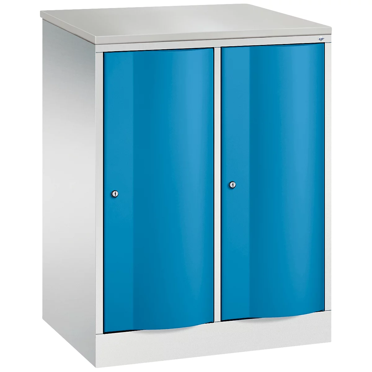 C+P Garderobekast Resisto, 2 vakken, 2 legplanken, B 772 x D 540 x H 1077 mm, lichtgrijs/lichtblauw