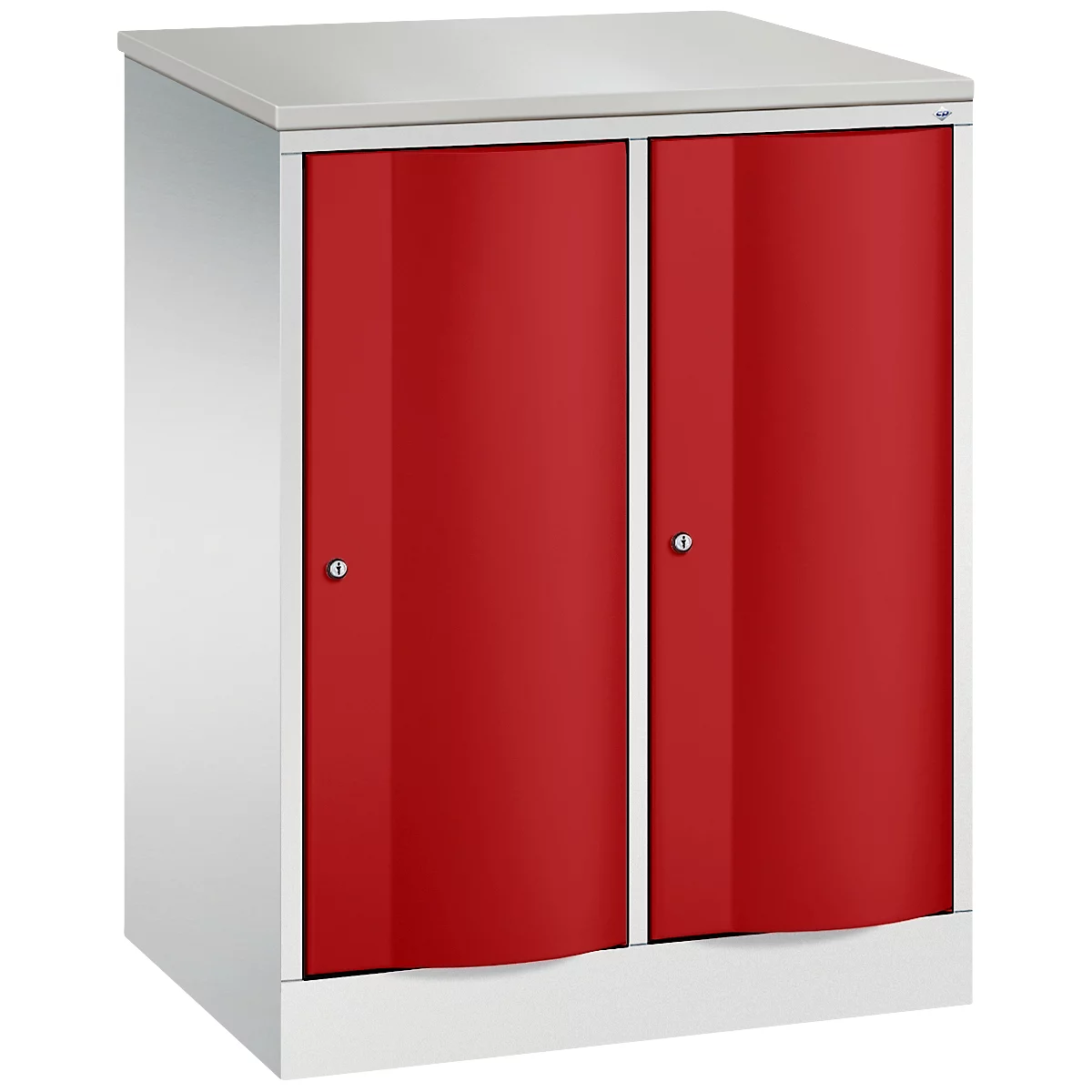 C+P Garderobekast Resisto, 2 vakken, 2 legplanken, B 772 x D 540 x H 1077 mm, lichtgrijs/ruwe rood