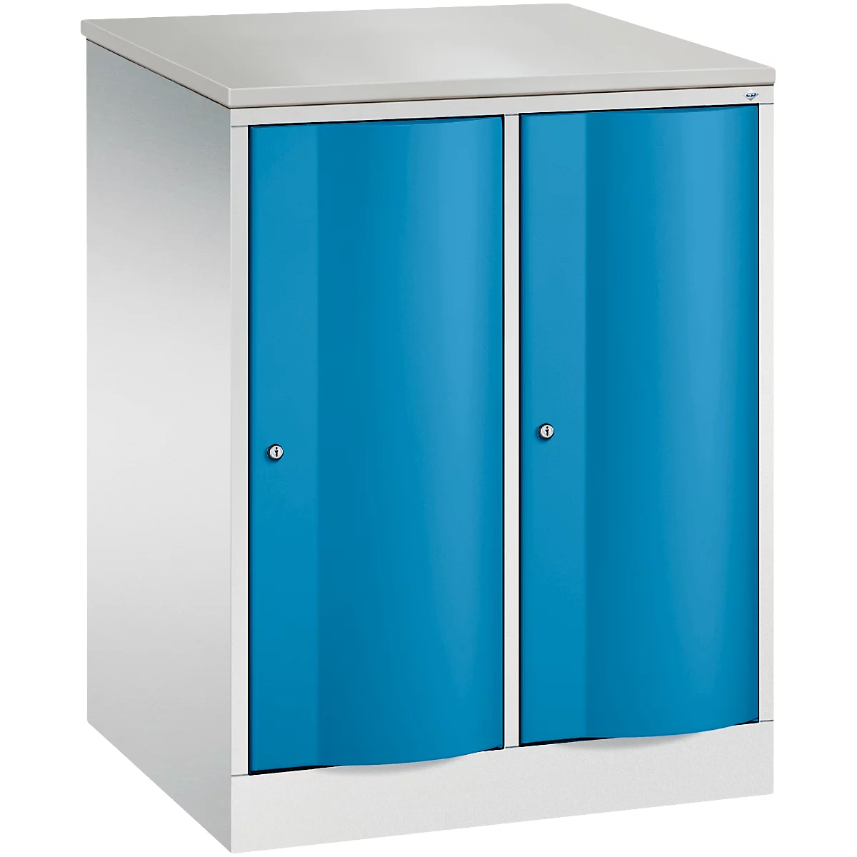 C+P Garderobekast Resisto, 2 vakken, 2 legplanken, B 772 x D 640 x H 1077 mm, lichtgrijs/lichtblauw