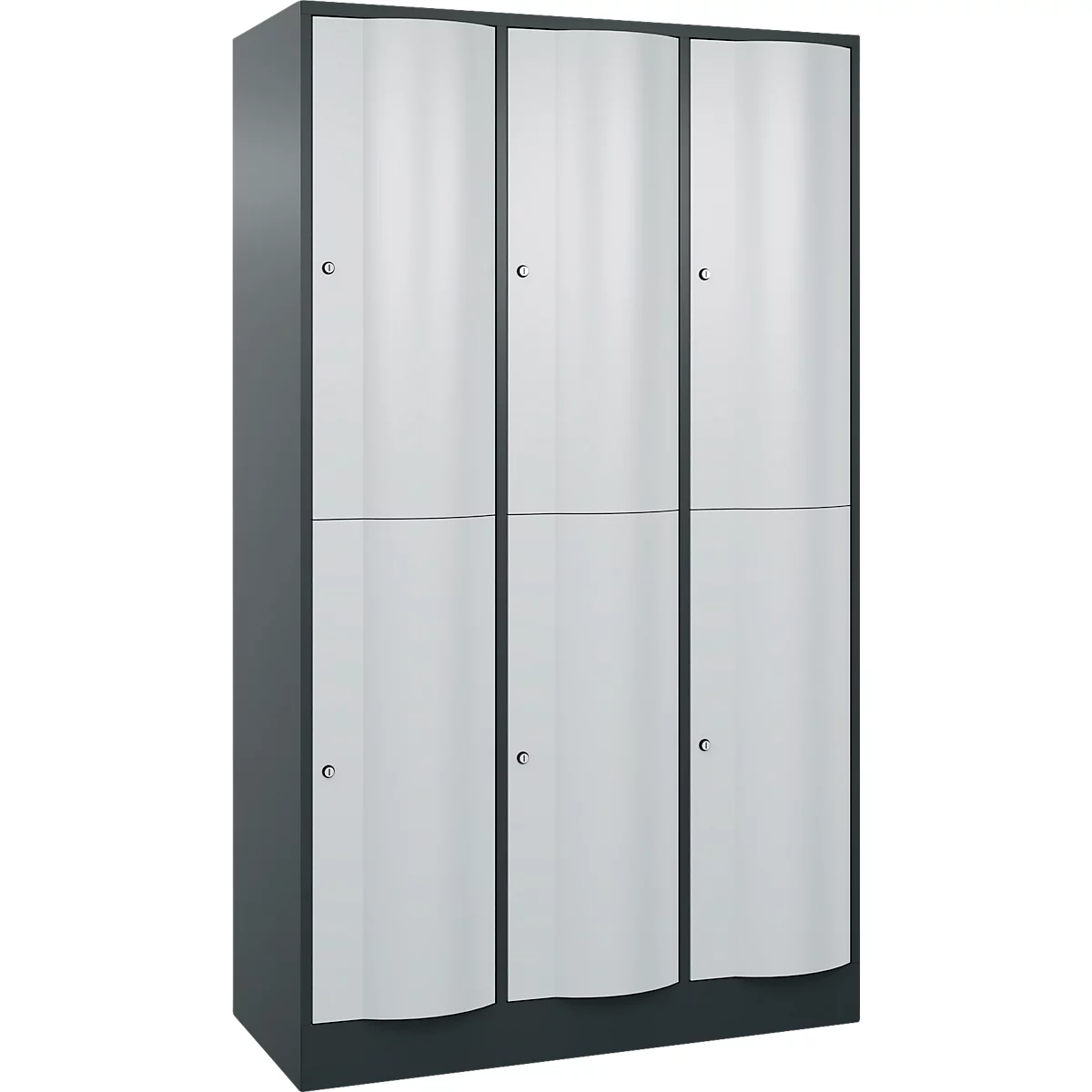 C+P Garderobekast Resisto, 3 vakken, 6 vakken, B 1148 x D 540 x H 1950 mm, antracietgrijs/lichtgrijs