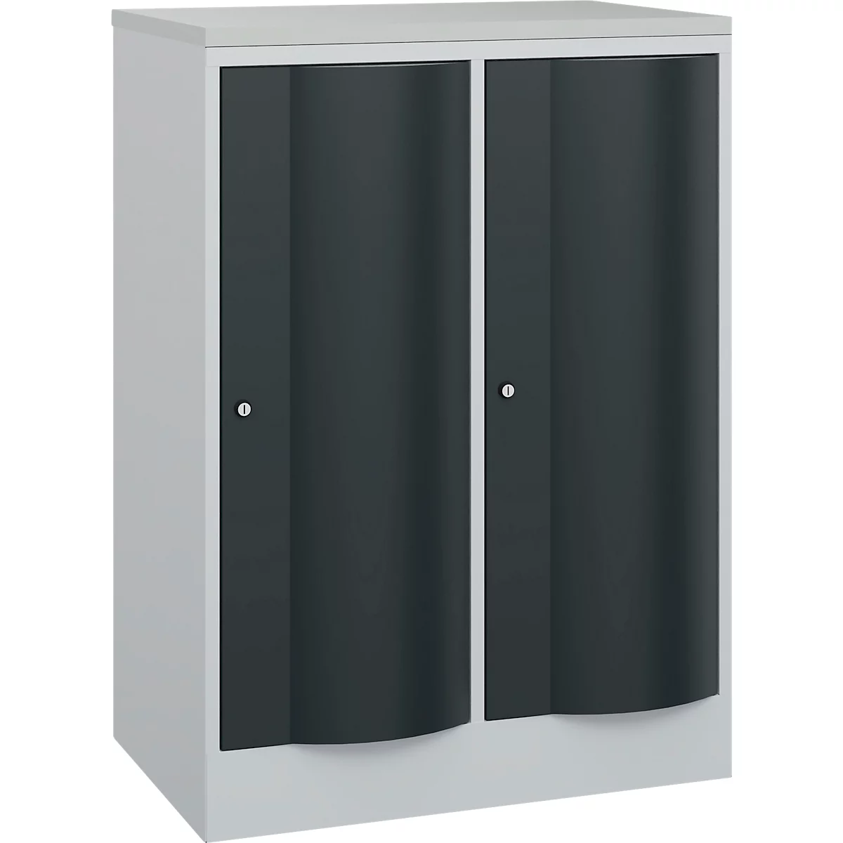 C+P Garderobenschrank Resisto, 2 Abteile, 2 Fächer, B 772 x T 540 x H 1077 mm, Lichtgrau/Anthrazitgrau