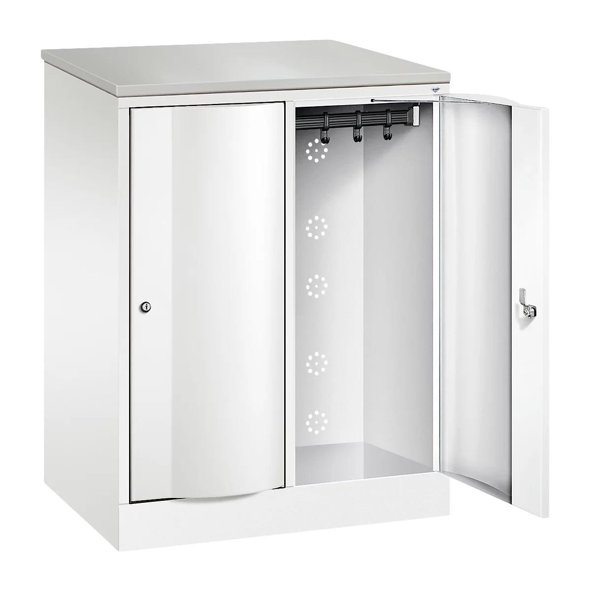 C+P Garderobenschrank Resisto, 2 Abteile, 2 Fächer, B 772 x T 540 x H 1077 mm, Verkehrsweiß