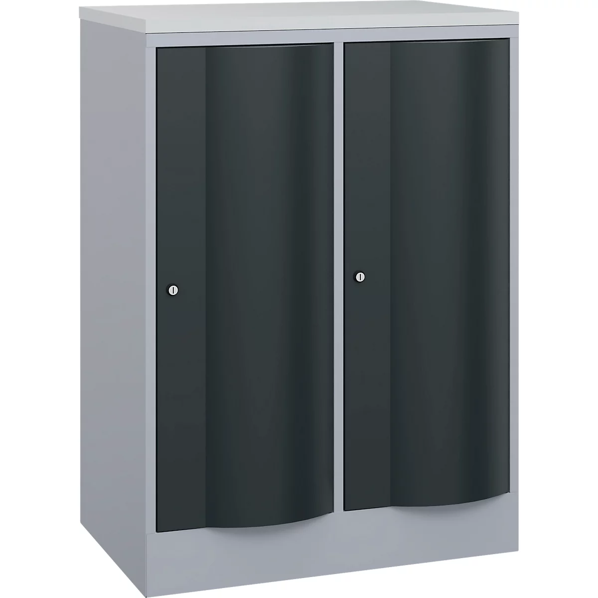 C+P Garderobenschrank Resisto, 2 Abteile, 2 Fächer, B 772 x T 540 x H 1077 mm, Weißalu/Anthrazitgrau