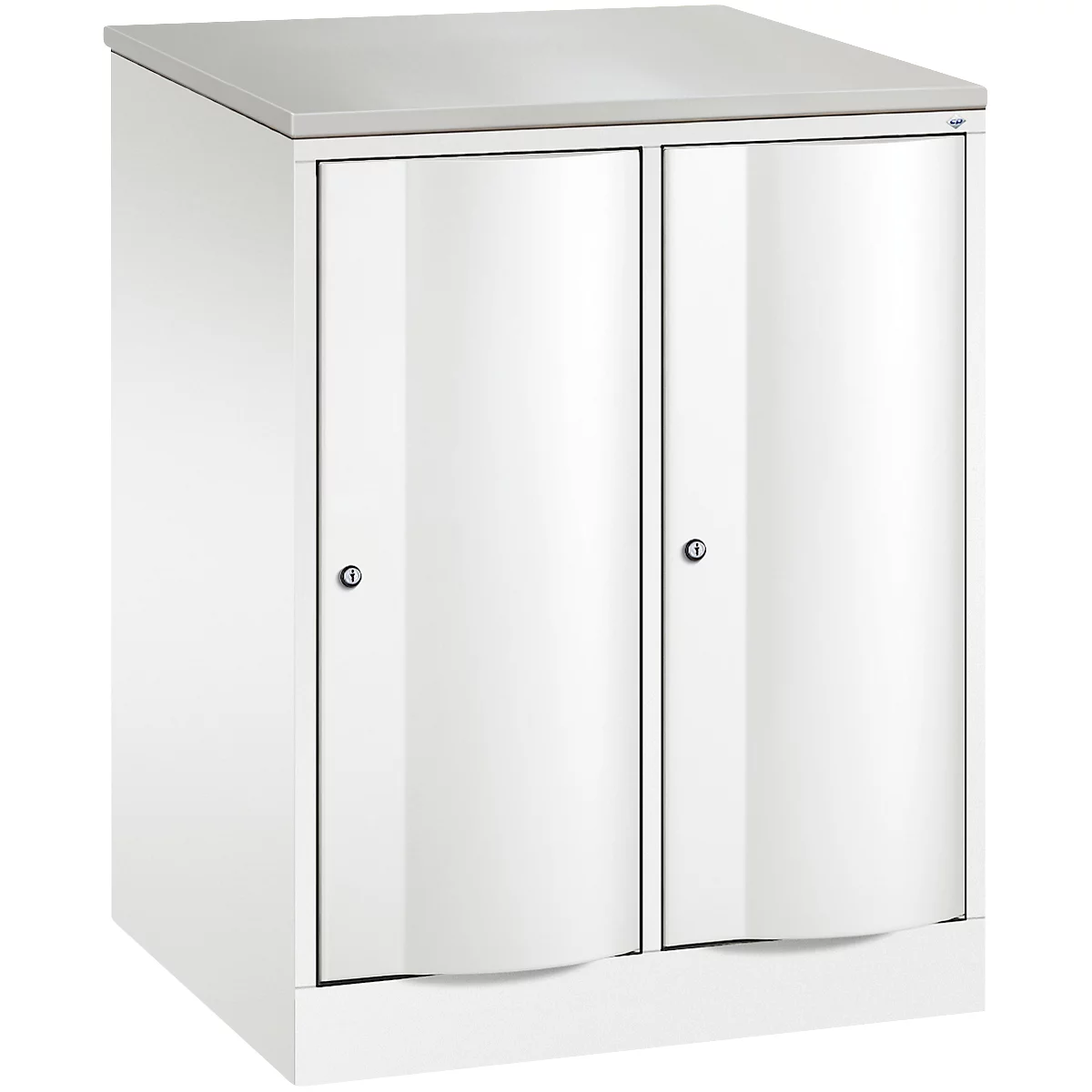 C+P Garderobenschrank Resisto, 2 Abteile, 2 Fächer, B 772 x T 640 x H 1077 mm, Verkehrsweiß