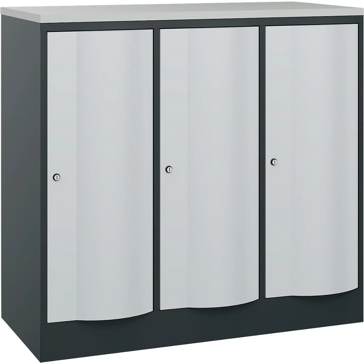 C+P Garderobenschrank Resisto, 3 Abteile, 3 Fächer, B 1148 x T 540 x H 1077 mm, Anthrazitgrau/Lichtgrau
