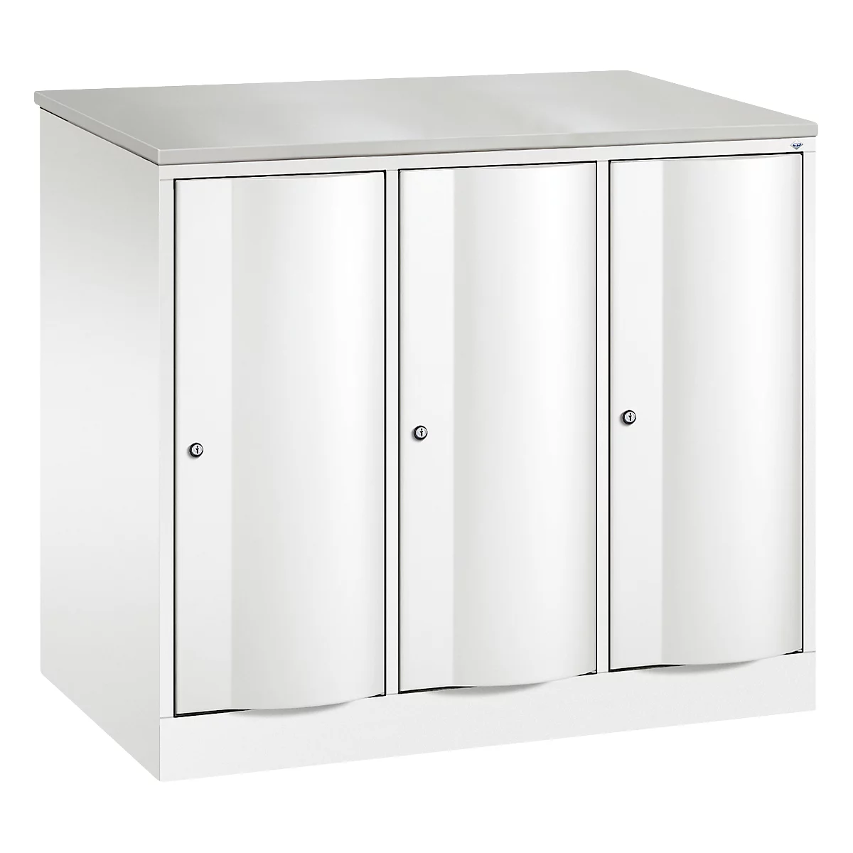C+P Garderobenschrank Resisto, 3 Abteile, 3 Fächer, B 1148 x T 640 x H 1077 mm, Verkehrsweiß