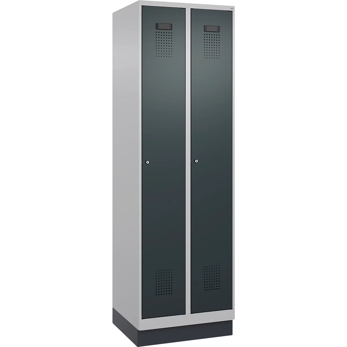 C+P locker Evolo PLUS, met sokkel, 2 compartimenten, 1950x600x500mm