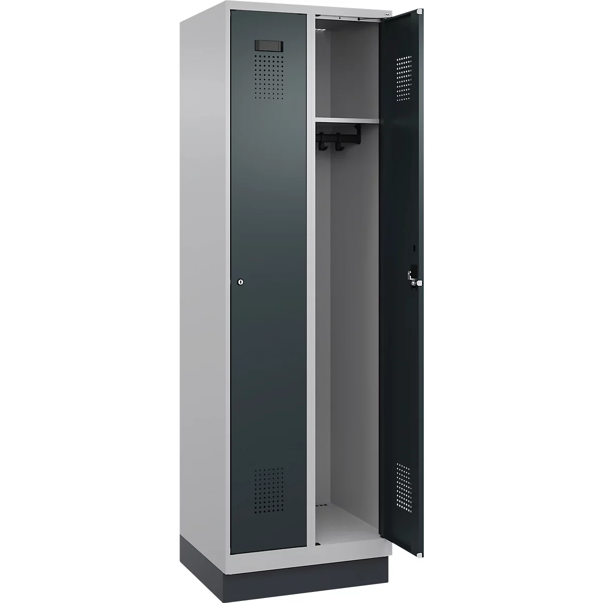 C+P locker Evolo PLUS, met sokkel, 2 compartimenten, 1950x600x500mm