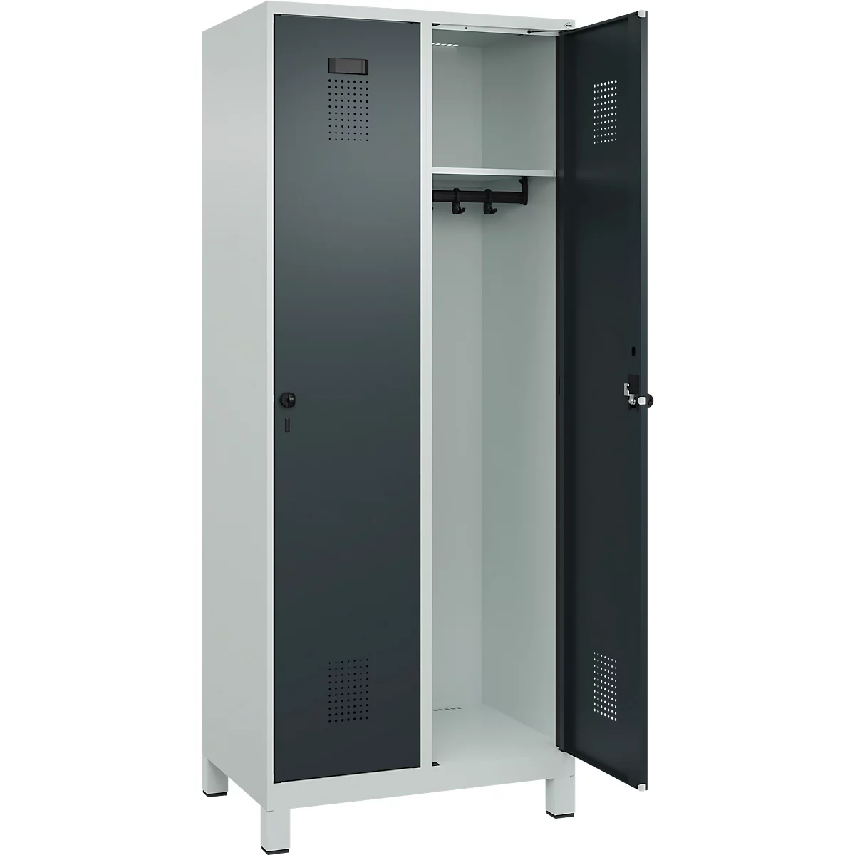 C+P locker Evolo PLUS, met voeten, 2 compartimenten, 1950x800x500mm