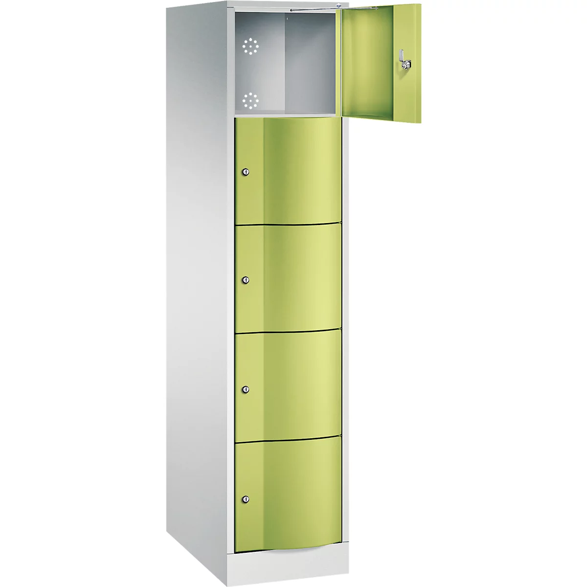 C+P lockerkast Resisto, 1 vak, 5 vakken, B 396 x D 640 x H 1950 mm, lichtgrijs
