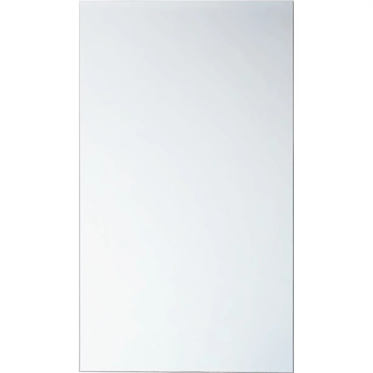 Ein rechteckiger, weißer Spiegel mit schmalem Rahmen.