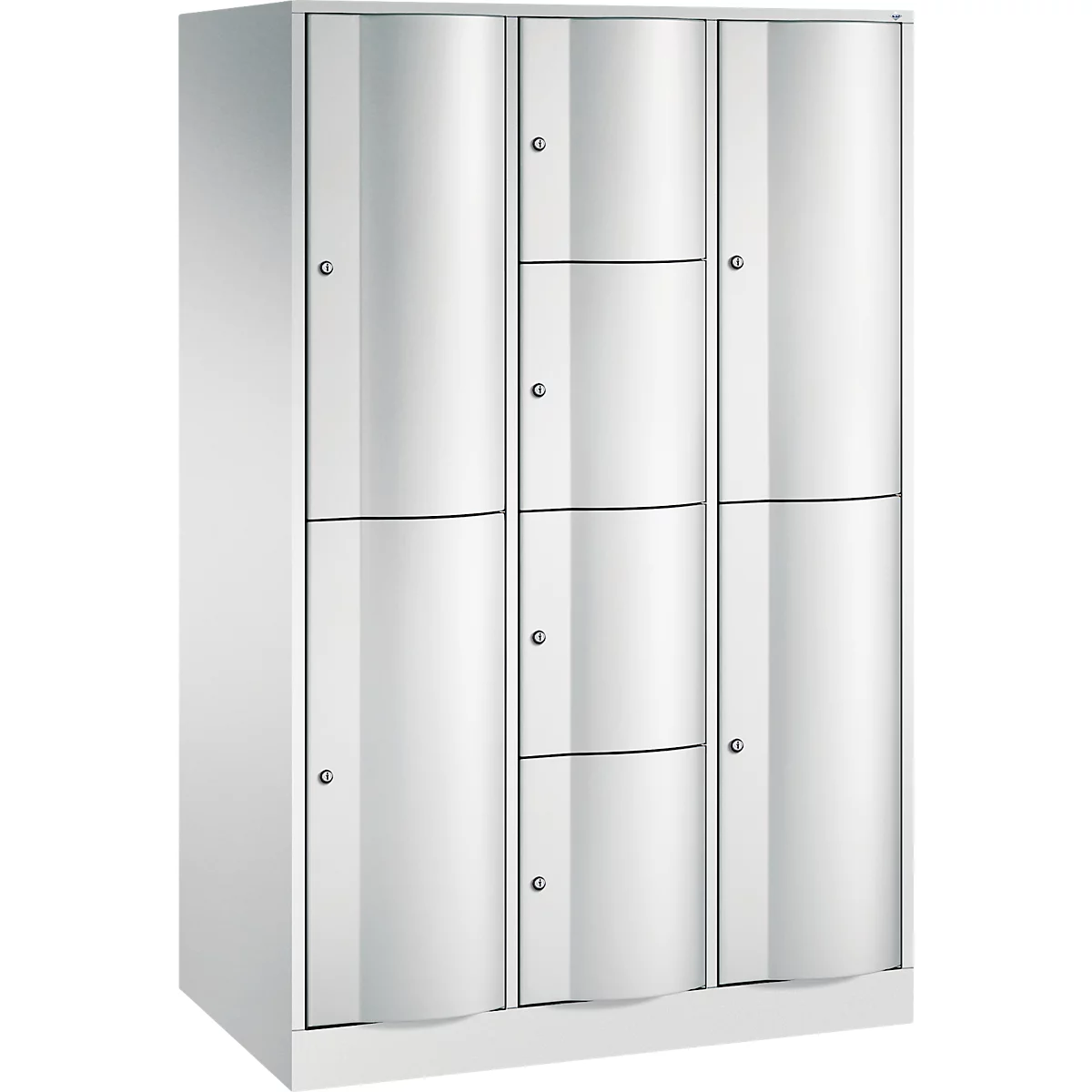 C+P Resisto combikast, 3 vakken, 8 vakken, B 1148 x D 640 x H 1950 mm, lichtgrijs