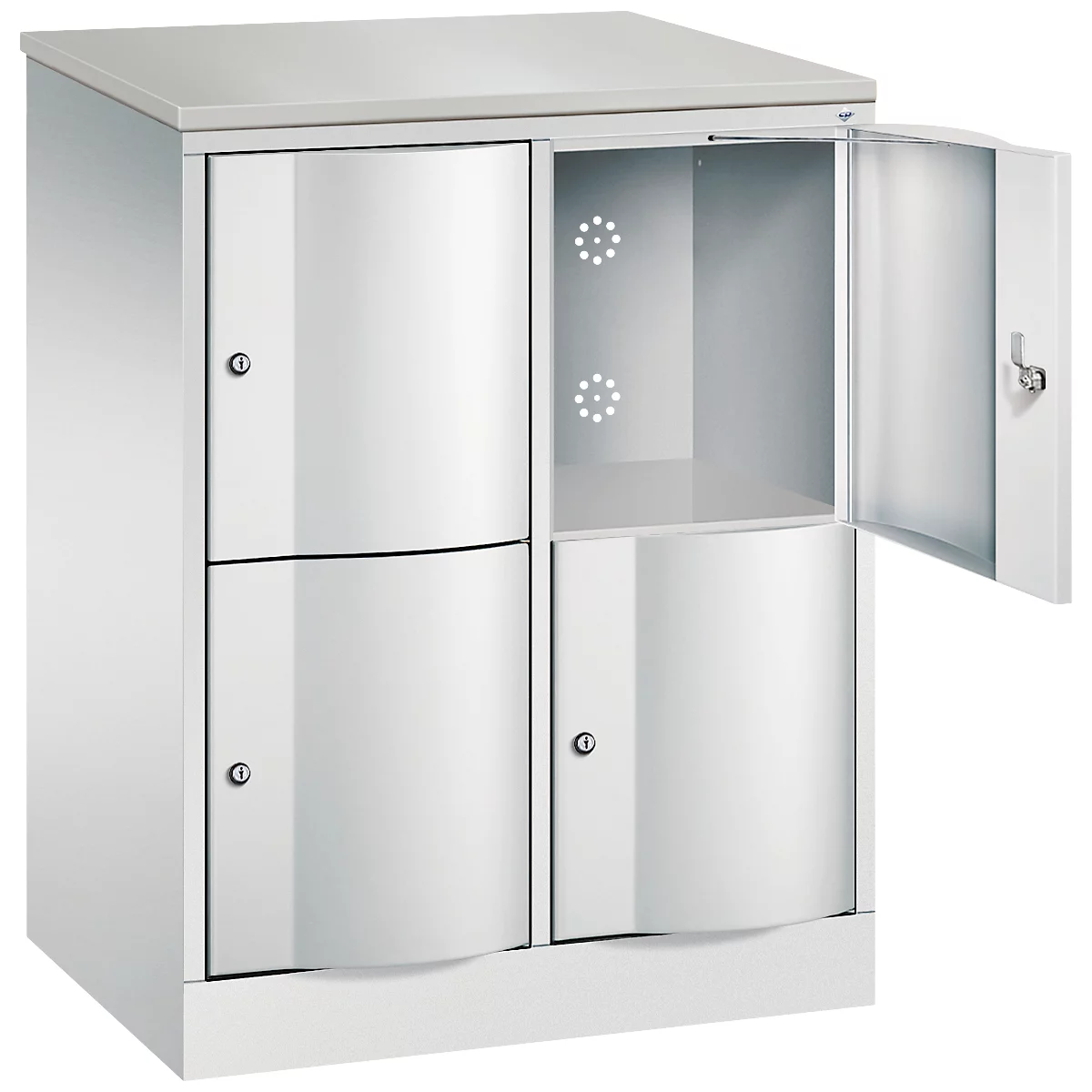C+P Resisto lockerkast, 2 vakken, 4 vakken, B 772 x D 540 x H 1077 mm, lichtgrijs