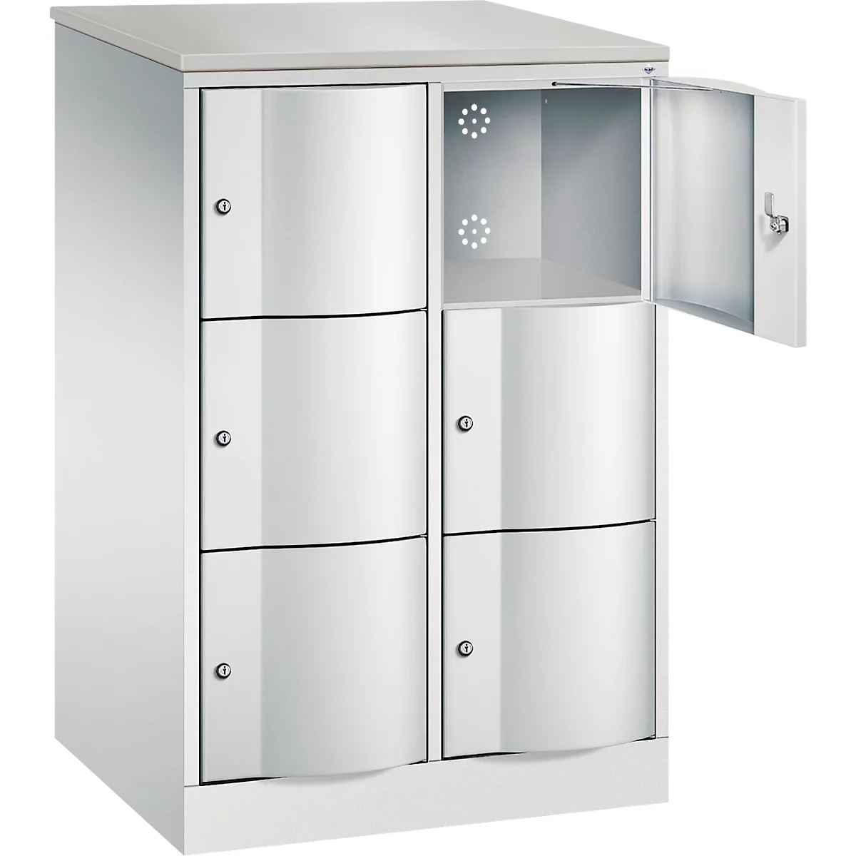 C+P Resisto lockerkast, 2 vakken, 6 vakken, B 772 x D 640 x H 1255 mm, lichtgrijs