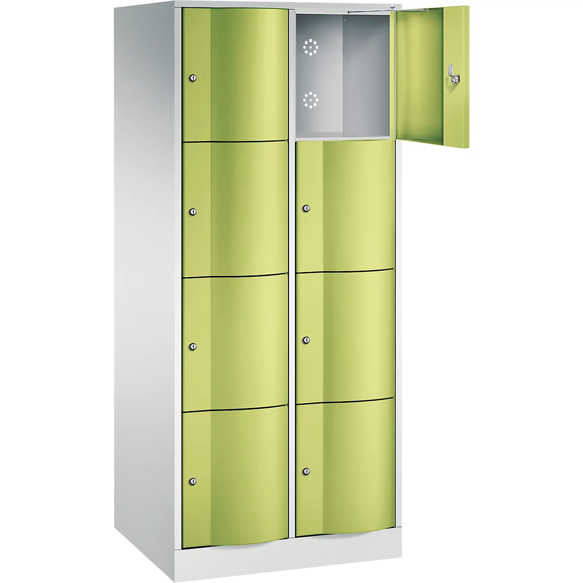C+P Resisto lockerkast, 2 vakken, 8 vakken, B 772 x D 640 x H 1950 mm, lichtgrijs/lichtblauw