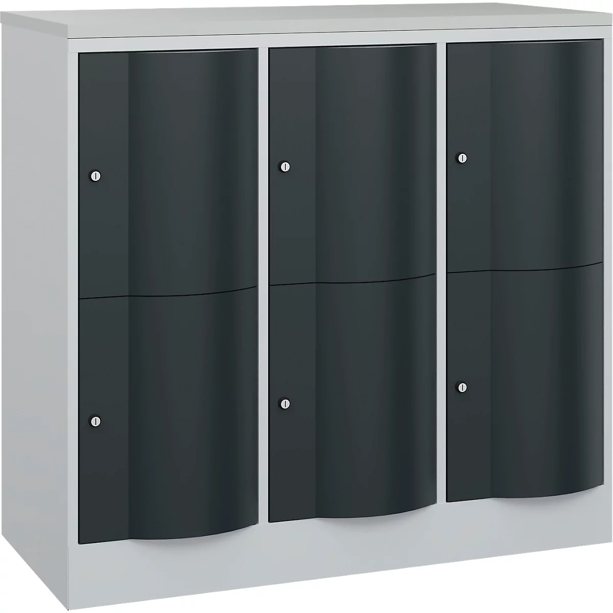 C+P Resisto lockerkast, 3 vakken, 6 vakken, B 1148 x D 540 x H 1077 mm, lichtgrijs/antracietgrijs