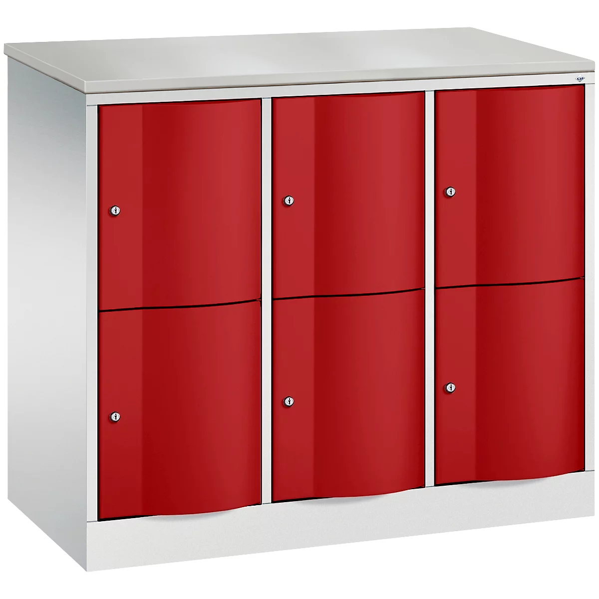 C+P Resisto lockerkast, 3 vakken, 6 vakken, B 1148 x D 540 x H 1077 mm, lichtgrijs/kleedgroen