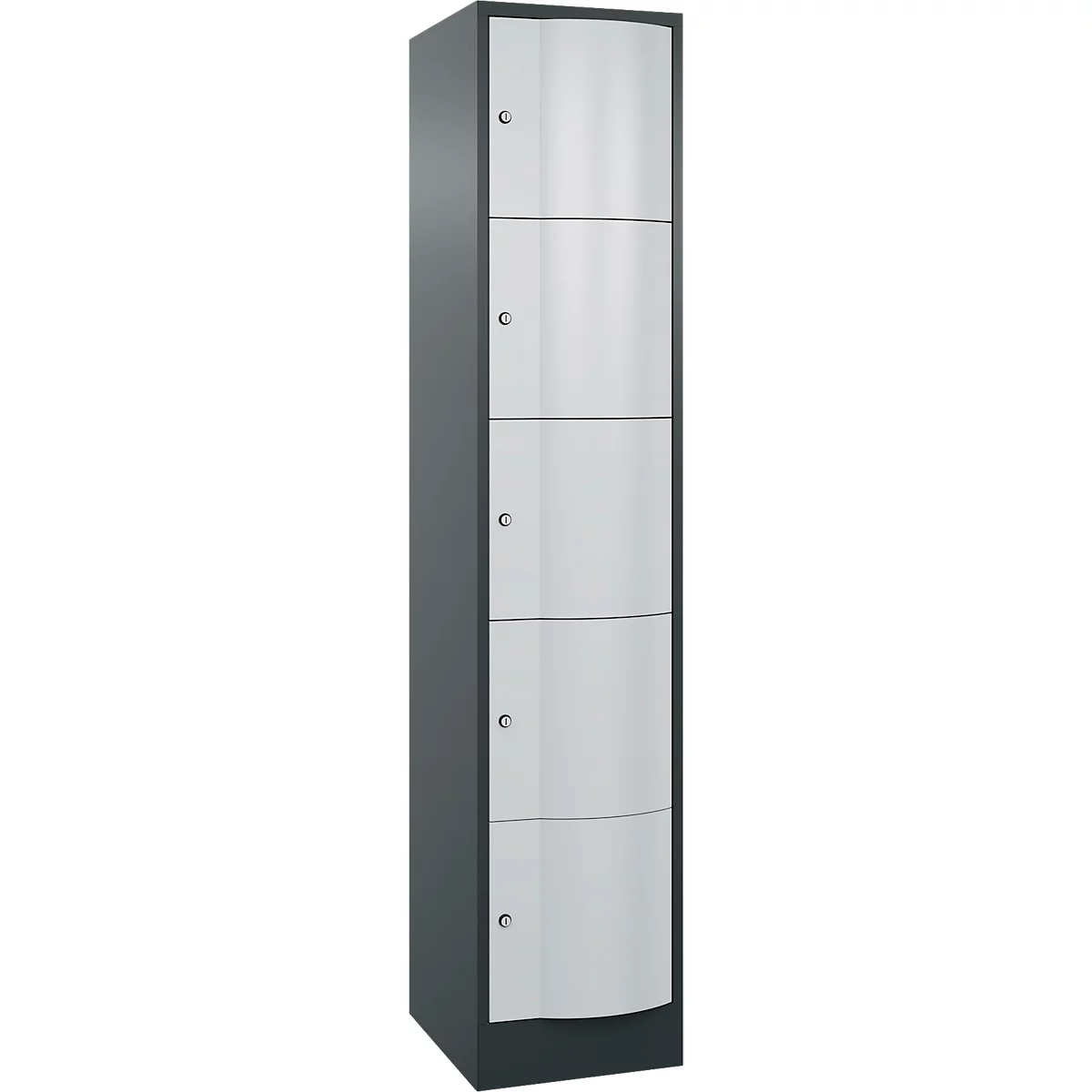 C+P Schließfachschrank Resisto, 1 Abteil, 5 Fächer, B 396 x T 540 x H 1950 mm, Anthrazitgrau/Lichtgrau