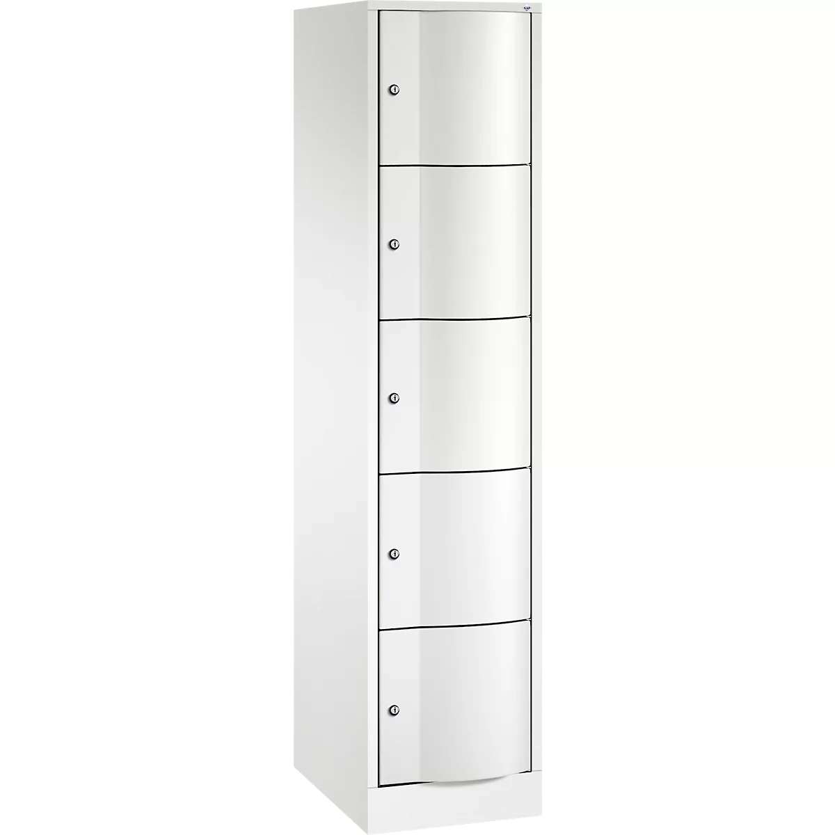 C+P Schließfachschrank Resisto, 1 Abteil, 5 Fächer, B 396 x T 540 x H 1950 mm, Verkehrsweiß