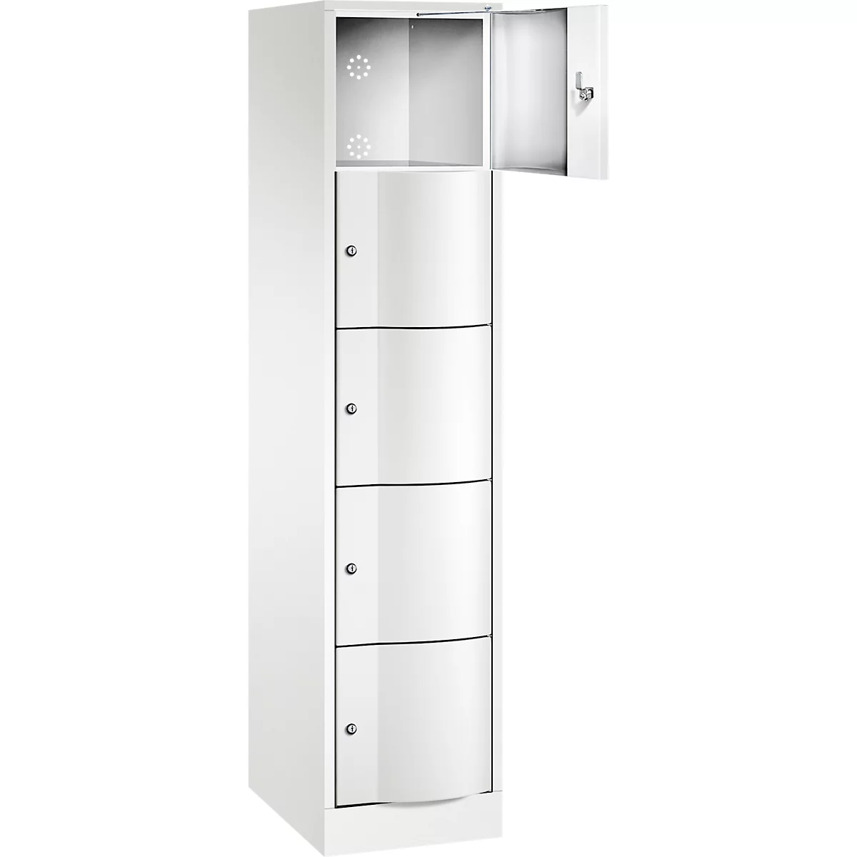 C+P Schließfachschrank Resisto, 1 Abteil, 5 Fächer, B 396 x T 540 x H 1950 mm, Verkehrsweiß