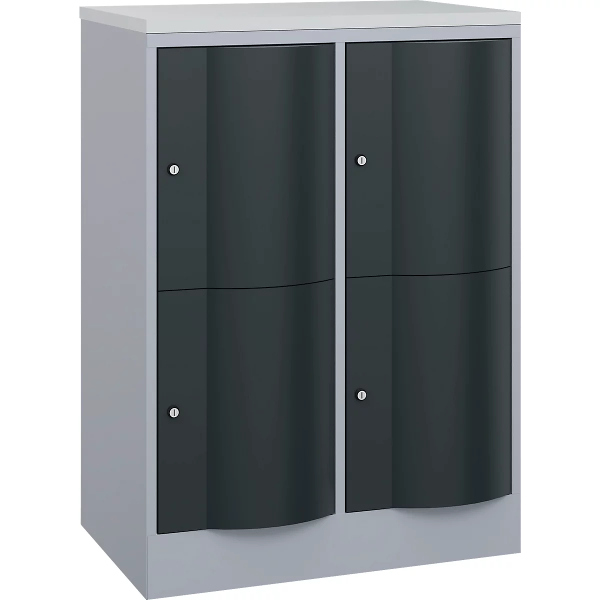 C+P Schließfachschrank Resisto, 2 Abteile, 4 Fächer, B 772 x T 540 x H 1077 mm, Weißalu/Anthrazitgrau