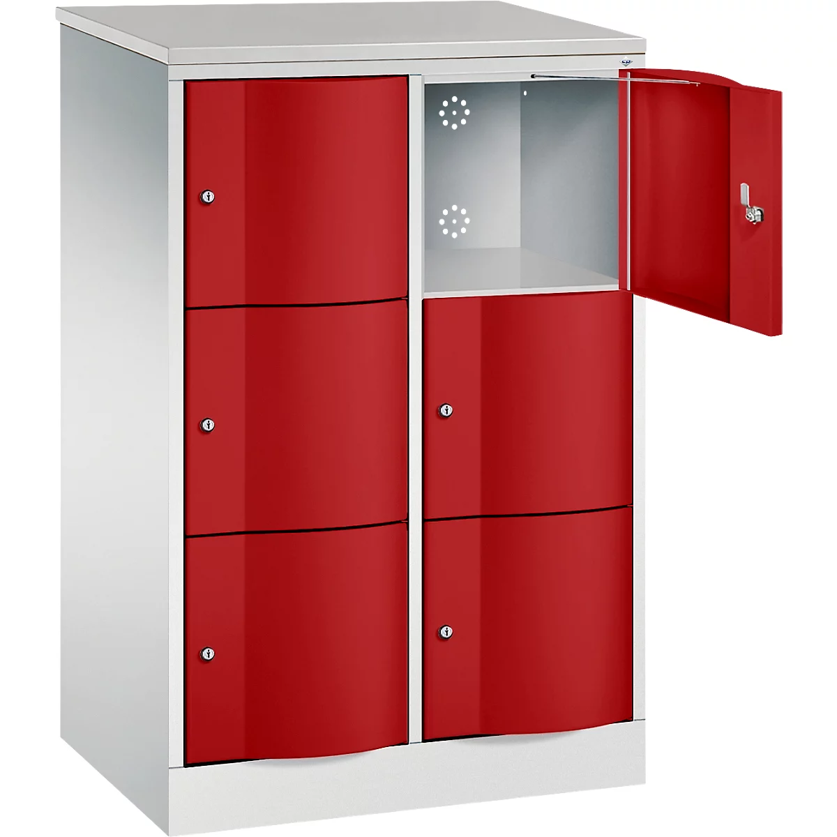 C+P Schließfachschrank Resisto, 2 Abteile, 6 Fächer, B 772 x T 540 x H 1255 mm, Lichtgrau/Anthrazitgrau