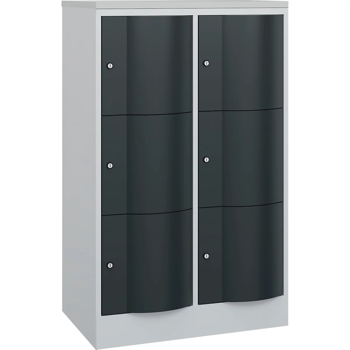 C+P Schließfachschrank Resisto, 2 Abteile, 6 Fächer, B 772 x T 540 x H 1255 mm, Verkehrsweiß