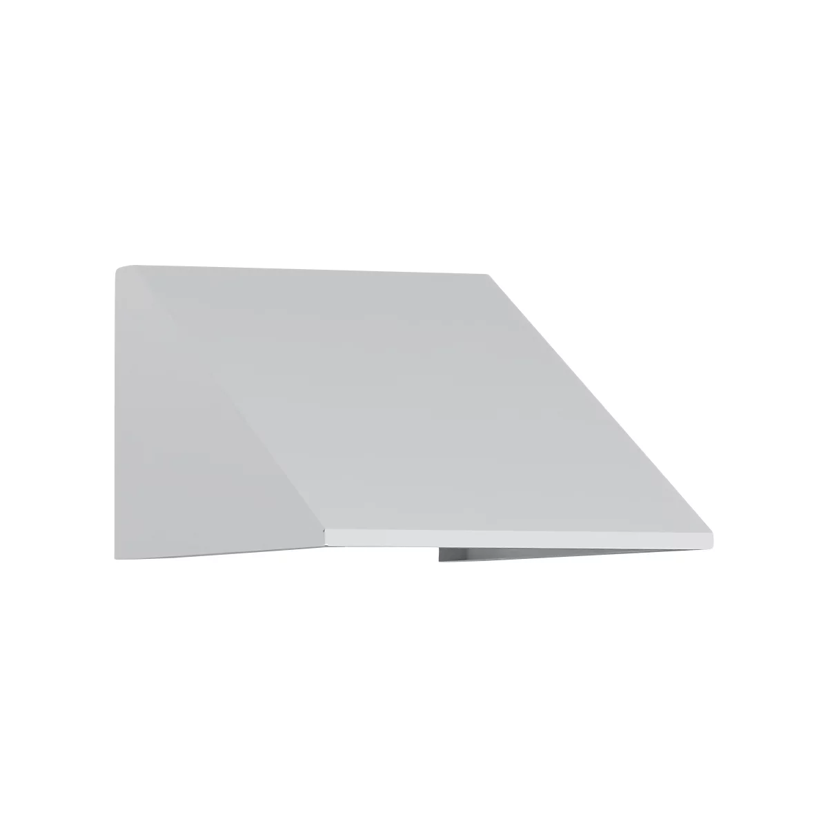 Graue, schräg abfallende Dunstabzugshaube für die Küche.